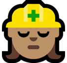 Woman Construction Worker Emoji with Medium Skin Tone, Microsoft style