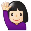 Woman Raising Hand Emoji with Light Skin Tone, Samsung style
