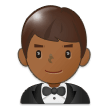 Man in Tuxedo Emoji with Medium-Dark Skin Tone, Samsung style