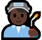 Man Factory Worker Emoji with Dark Skin Tone, Microsoft style