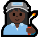 Woman Factory Worker Emoji with Dark Skin Tone, Microsoft style