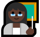Woman Teacher Emoji with Dark Skin Tone, Microsoft style