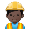 Man Construction Worker Emoji with Dark Skin Tone, Samsung style