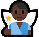 Man Fairy Emoji with Dark Skin Tone, Microsoft style