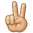 Victory Hand Emoji with Medium-Light Skin Tone, Samsung style