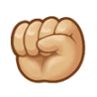 Raised Fist Emoji with Medium-Light Skin Tone, Samsung style