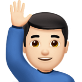 Man Raising Hand Emoji with Light Skin Tone, Apple style