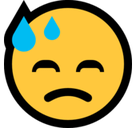 Downcast Face with Sweat Emoji, Microsoft style