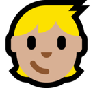 Child Emoji with Medium-Light Skin Tone, Microsoft style