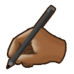 Writing Hand Emoji with Medium-Dark Skin Tone, Samsung style