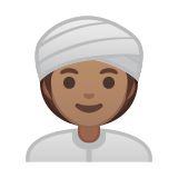 Woman Wearing Turban Emoji with Medium Skin Tone, Google style
