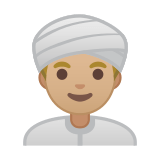 Man Wearing Turban Emoji with Medium-Light Skin Tone, Google style