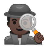 Man Detective Emoji with Dark Skin Tone, Google style