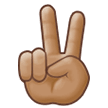 Victory Hand Emoji with Medium Skin Tone, Samsung style