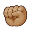 Raised Fist Emoji with Medium Skin Tone, Samsung style