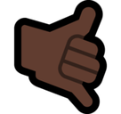 Call Me Hand Emoji with Dark Skin Tone, Microsoft style