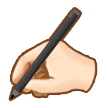 Writing Hand Emoji with Light Skin Tone, Samsung style