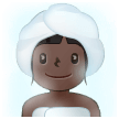 Woman in Steamy Room Emoji with Dark Skin Tone, Samsung style