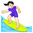 Woman Surfing Emoji with Light Skin Tone, Samsung style