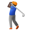 Man Golfing Emoji with Dark Skin Tone, Samsung style