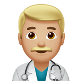 Man Health Worker Emoji with Medium-Light Skin Tone, Apple style