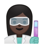 Woman Scientist Emoji with Dark Skin Tone, Google style