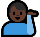 Man Tipping Hand Emoji with Dark Skin Tone, Microsoft style