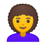 Woman: Curly Hair Emoji, Google style