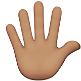 Hand with Fingers Splayed Emoji with Medium Skin Tone, Apple style