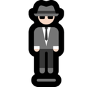 Man in Suit Levitating Emoji with Light Skin Tone, Microsoft style