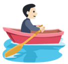 Man Rowing Boat Emoji with Light Skin Tone, Facebook style