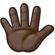 Hand with Fingers Splayed Emoji with Dark Skin Tone, Samsung style