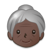 Old Woman Emoji with Dark Skin Tone, Samsung style
