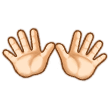 Open Hands Emoji with Light Skin Tone, Samsung style