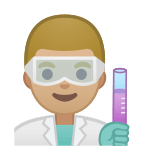 Man Scientist Emoji with Medium-Light Skin Tone, Google style