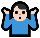 Man Shrugging Emoji with Light Skin Tone, Microsoft style