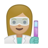 Woman Scientist Emoji with Medium-Light Skin Tone, Google style