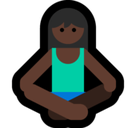 Woman in Lotus Position Emoji with Dark Skin Tone, Microsoft style