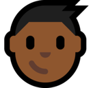 Boy Emoji with Medium-Dark Skin Tone, Microsoft style