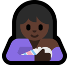 Breast-Feeding Emoji with Dark Skin Tone, Microsoft style