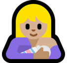 Breast-Feeding Emoji with Medium-Light Skin Tone, Microsoft style