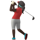 Woman Golfing Emoji with Dark Skin Tone, Apple style