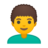 Man: Curly Hair Emoji, Google style