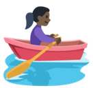 Woman Rowing Boat Emoji with Dark Skin Tone, Facebook style