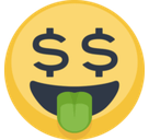 Money-Mouth Face Emoji, Facebook style