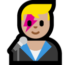 Man Singer Emoji with Medium-Light Skin Tone, Microsoft style