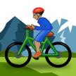 Man Mountain Biking Emoji with Medium Skin Tone, Samsung style