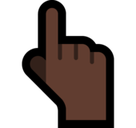 Backhand Index Pointing Up Emoji with Dark Skin Tone, Microsoft style