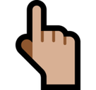 Backhand Index Pointing Up Emoji with Medium-Light Skin Tone, Microsoft style