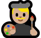 Man Artist Emoji with Medium-Light Skin Tone, Microsoft style